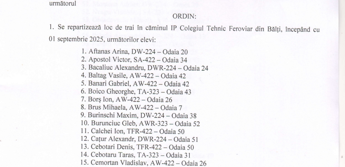 Ordin cazare anul II,III,IV